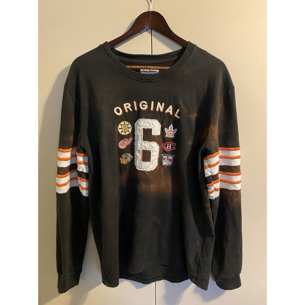 Red Jacket Vintage Hockey Original Six Graphic Crewneck Sweatshirt Faded Men XL